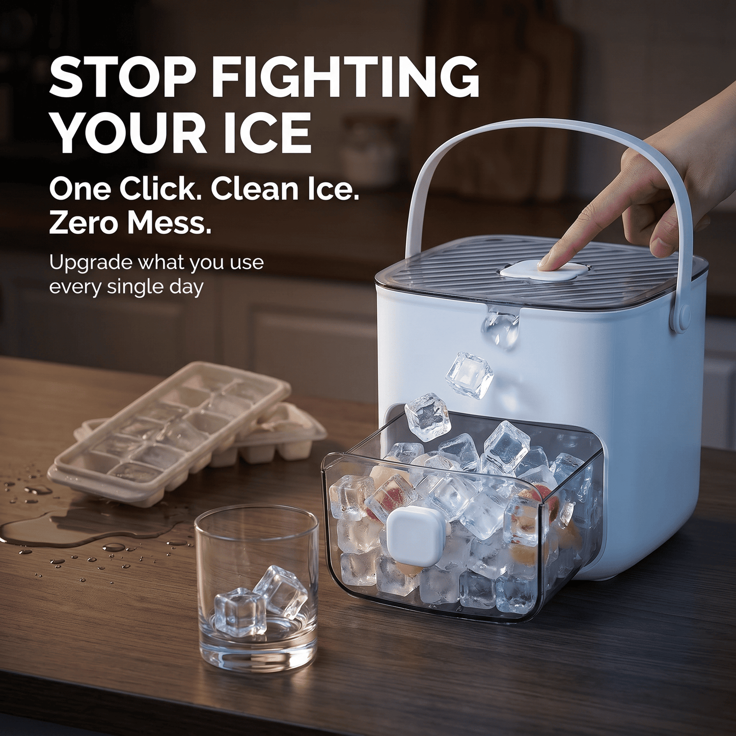 🧊 LAST DAY 50% OFF ✨ ONE PRESS ICE SYSTEM — CLEAN ICE. ZERO EFFORT. ❄️