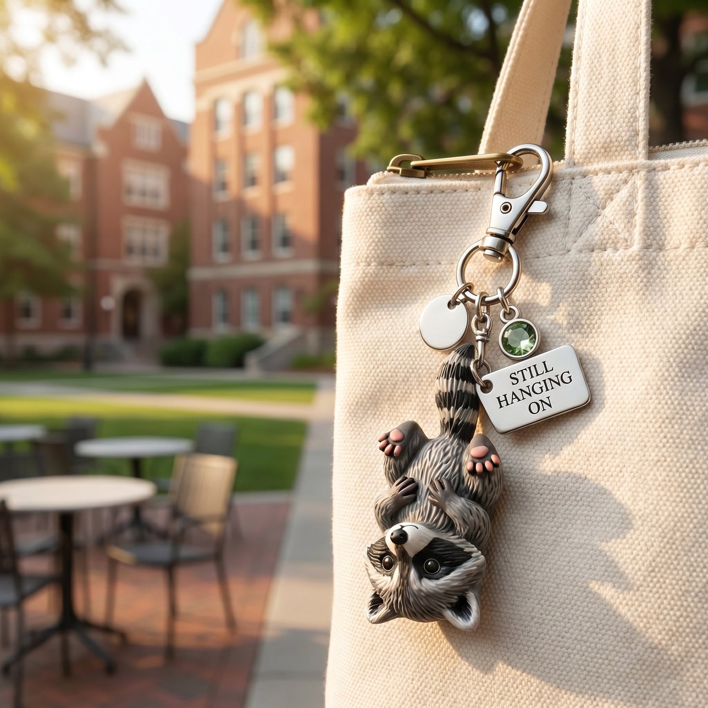 ๐ฆ "Still Hanging On" Trash Panda Keychain & Keepsake Card Set | The Perfect Encouragement Gift ๐