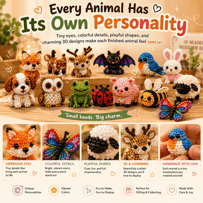 🎁 Today Only Save 70% OFF — Create 4 Adorable 3D Beaded Animals With A Relaxing DIY Kit For Cute Desk Decor, Handmade Gifts & Cozy Craft Time 🧵🐾✨
