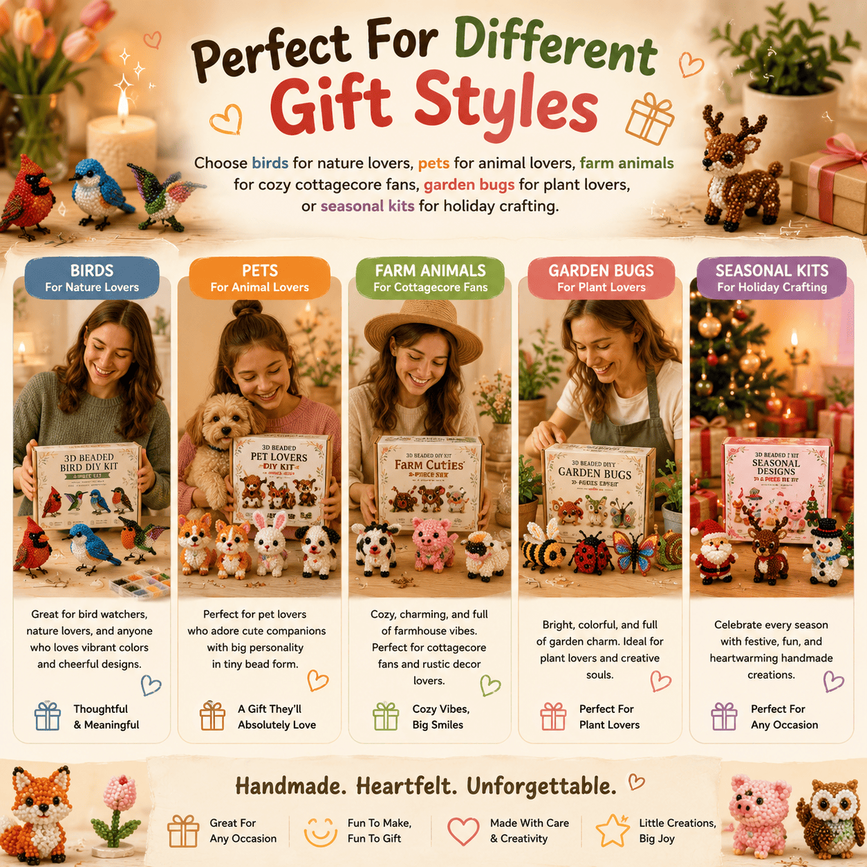 🎁 Today Only Save 70% OFF — Create 4 Adorable 3D Beaded Animals With A Relaxing DIY Kit For Cute Desk Decor, Handmade Gifts & Cozy Craft Time 🧵🐾✨