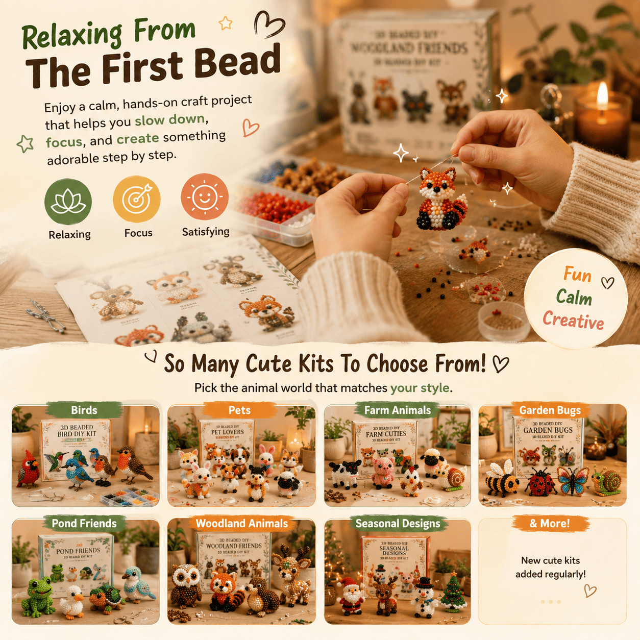 🎁 Today Only Save 70% OFF — Create 4 Adorable 3D Beaded Animals With A Relaxing DIY Kit For Cute Desk Decor, Handmade Gifts & Cozy Craft Time 🧵🐾✨