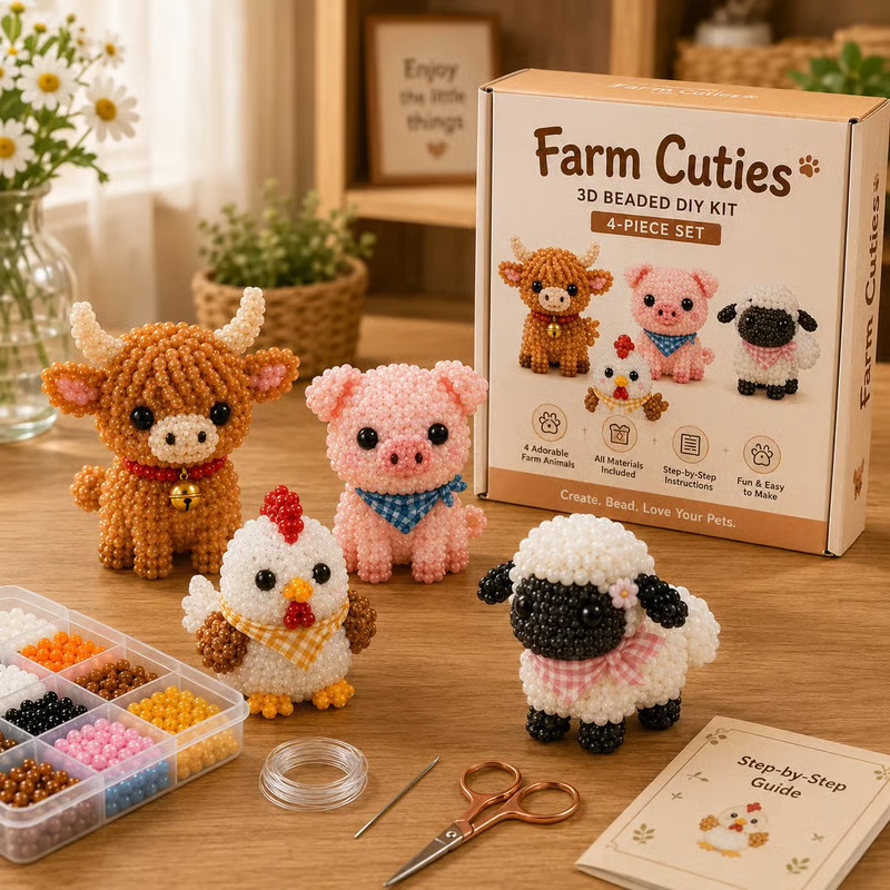 🎁 Today Only Save 70% OFF — Create 4 Adorable 3D Beaded Animals With A Relaxing DIY Kit For Cute Desk Decor, Handmade Gifts & Cozy Craft Time 🧵🐾✨