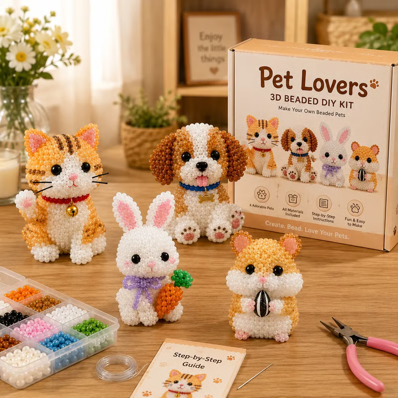 🎁 Today Only Save 70% OFF — Create 4 Adorable 3D Beaded Animals With A Relaxing DIY Kit For Cute Desk Decor, Handmade Gifts & Cozy Craft Time 🧵🐾✨
