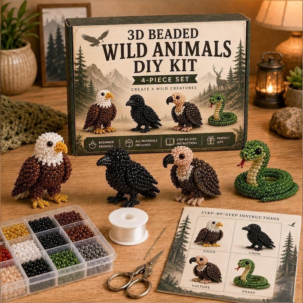 🎁 Today Only Save 70% OFF — Create 4 Adorable 3D Beaded Animals With A Relaxing DIY Kit For Cute Desk Decor, Handmade Gifts & Cozy Craft Time 🧵🐾✨