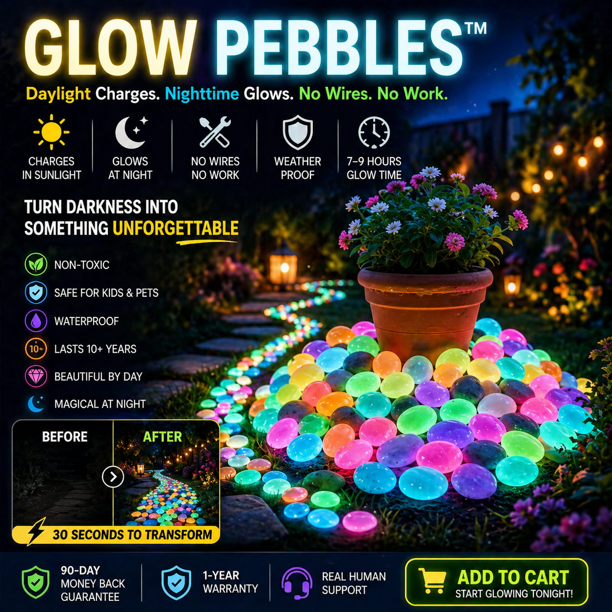 ☀️ FLASH SALE 50% OFF 🌈 POUR & GLOW STONES — SUN CHARGES. GARDEN GLOWS. 💫