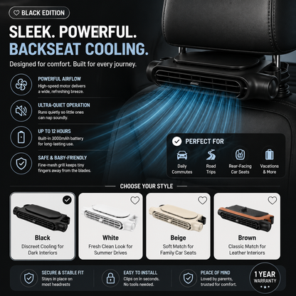🥵❄️ TODAY ONLY — 50% OFF 🚗💥Stop Backseat Heat Stress & Keep Your Baby Comfortable👶 Hidden Headrest Car Fan💙 Cool air, calm baby, stress-free driving every time!