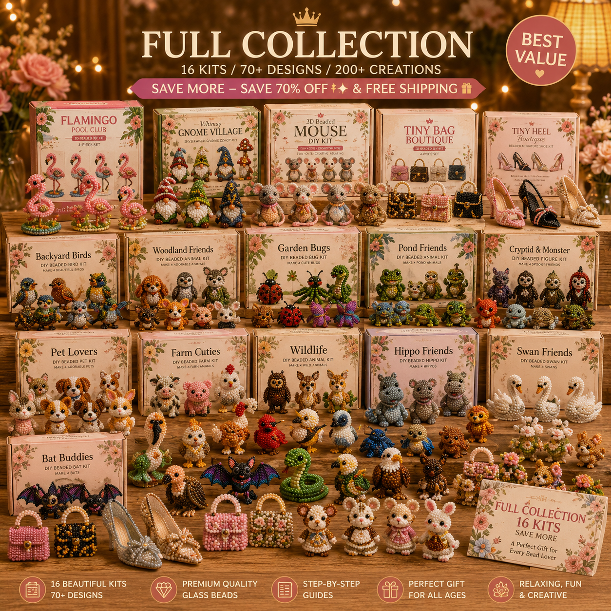 🎁 Today Only Save 70% OFF — Create 4 Adorable 3D Beaded Animals With A Relaxing DIY Kit For Cute Desk Decor, Handmade Gifts & Cozy Craft Time 🧵🐾✨