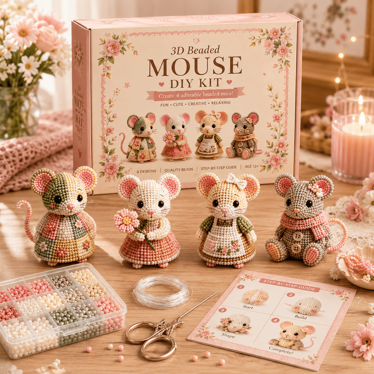 🎁 Today Only Save 70% OFF — Create 4 Adorable 3D Beaded Animals With A Relaxing DIY Kit For Cute Desk Decor, Handmade Gifts & Cozy Craft Time 🧵🐾✨