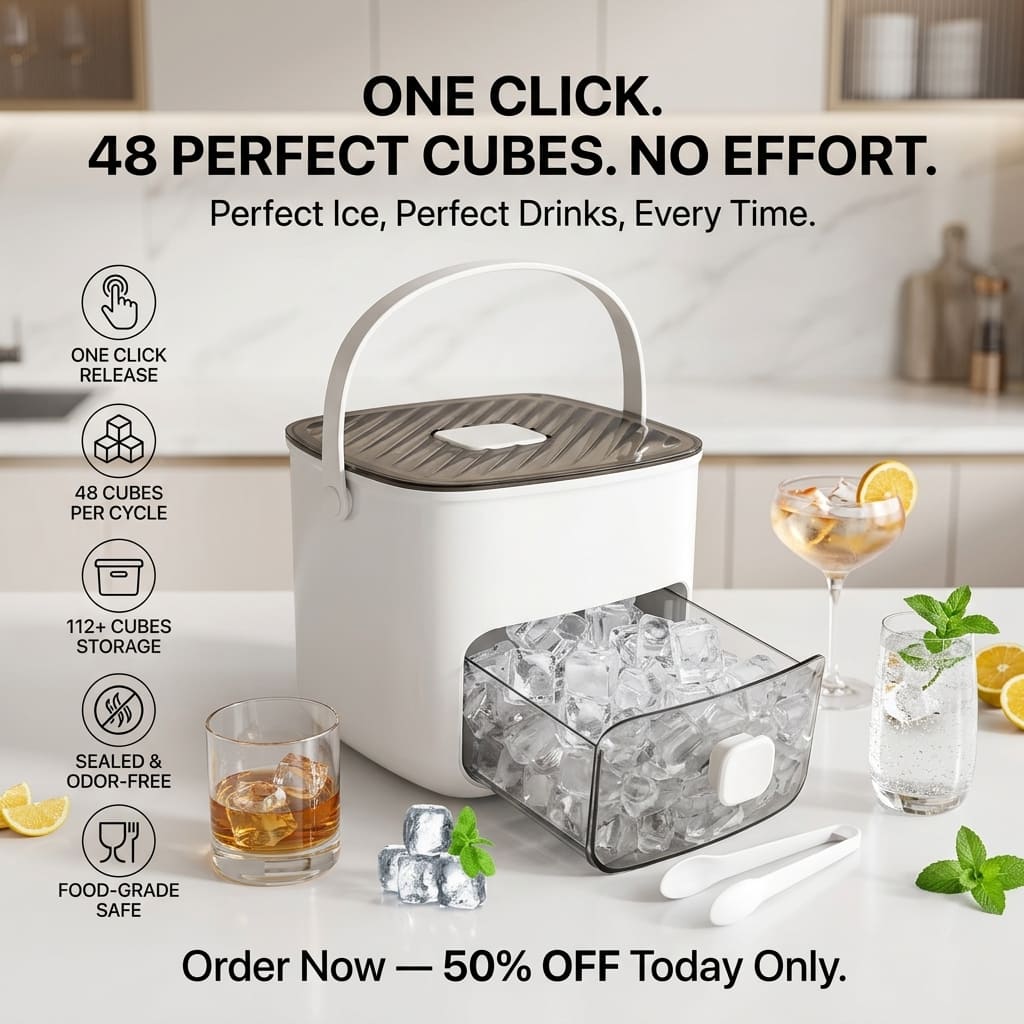 🧊 LAST DAY 50% OFF ✨ ONE PRESS ICE SYSTEM — CLEAN ICE. ZERO EFFORT.  ❄️
