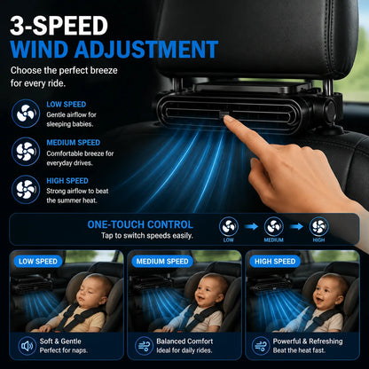 🥵❄️ TODAY ONLY — 50% OFF 🚗💥Stop Backseat Heat Stress & Keep Your Baby Comfortable👶 Hidden Headrest Car Fan💙 Cool air, calm baby, stress-free driving every time!