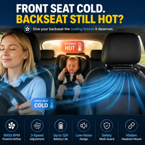 🥵❄️ TODAY ONLY — 50% OFF 🚗💥Stop Backseat Heat Stress & Keep Your Baby Comfortable👶 Hidden Headrest Car Fan💙 Cool air, calm baby, stress-free driving every time!