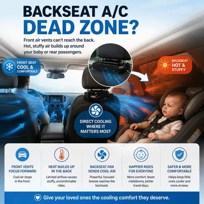 🥵❄️ TODAY ONLY — 50% OFF 🚗💥Stop Backseat Heat Stress & Keep Your Baby Comfortable👶 Hidden Headrest Car Fan💙 Cool air, calm baby, stress-free driving every time!